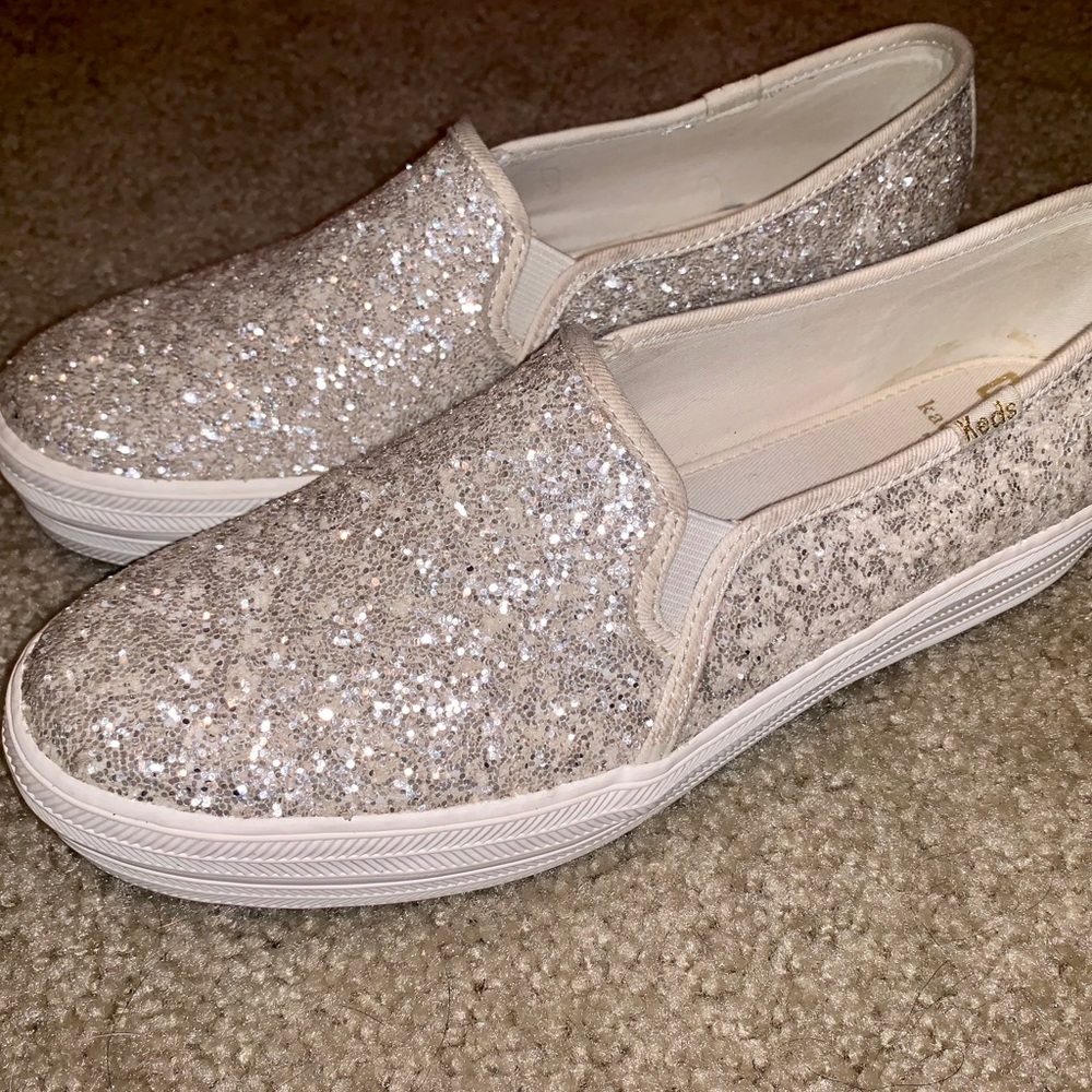 Keds x Kate Spade sparkle platform slide on shoes